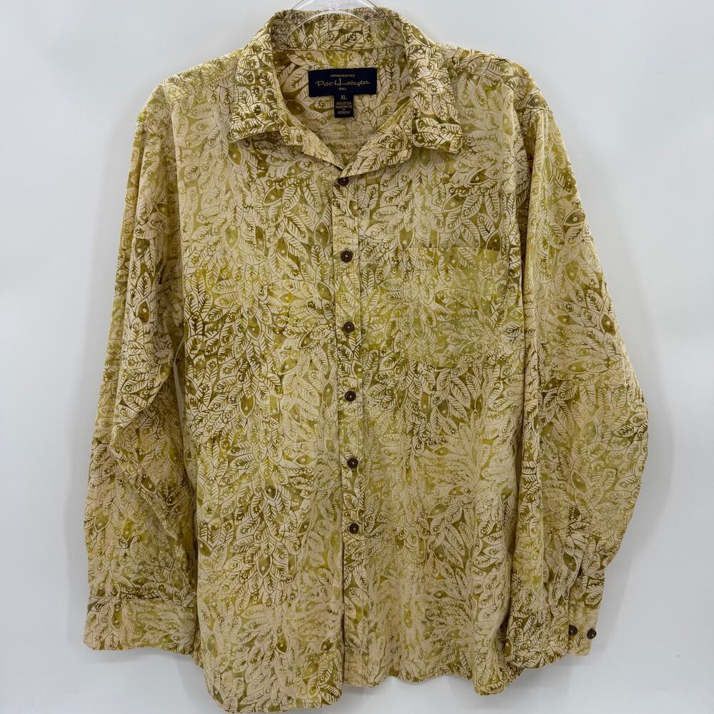 PETE HUNTINGTON Long Sleeve Shirt Men's Size XL Hawaiian Hand Dyed Button Front